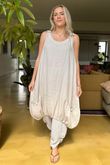 Made in Italy Noa Linen Blend Cocoon Dress Vintage Cream /19 =